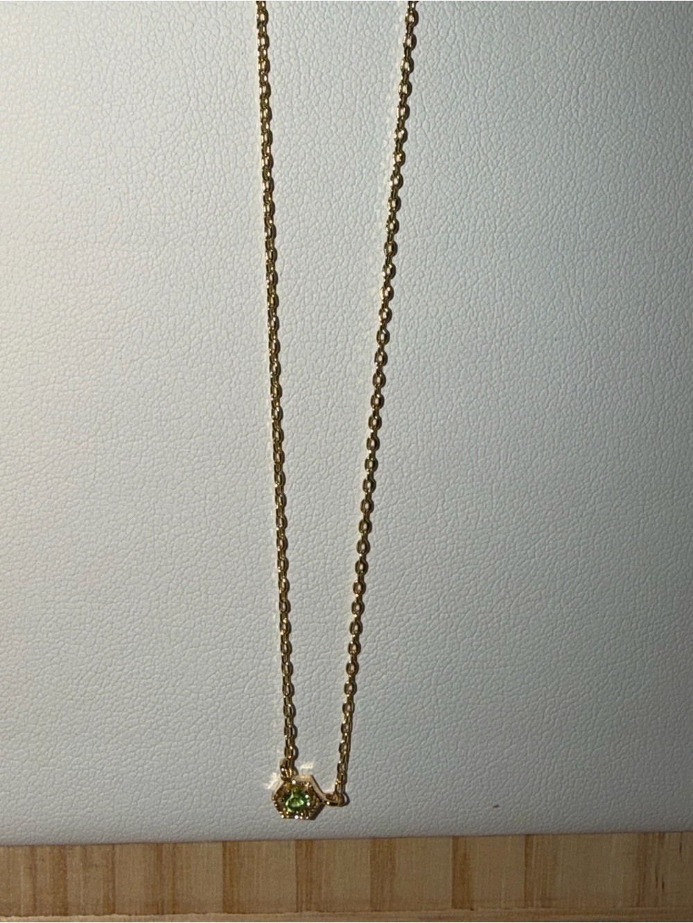 Gold Chain Necklace with Green Gem Pendant